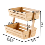 TOYAL竹厨房置物架双层收纳筐日式水果篮桌面果盘零食收纳面包篮 双层收纳筐