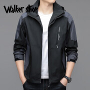 Walker Shop品牌冲锋衣男2024秋季新款运动连帽外套 黑色 款二 2XL