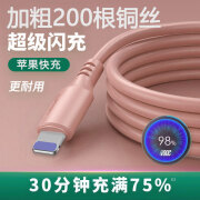 科菲秀加长2米液态硅胶iPhone数据线USB2A快充适用苹果6/7/8/x/xs/xr手机充电器套装平板iPad笔记本充电 【粉砂石色】2A快充 2.0米