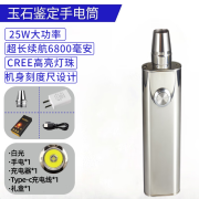 探豹强光照玉石鉴定手电筒专用灯烟酒鉴别看翡翠原石type-c充电不锈钢 白光