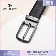 VAUSERDY范赛迪男士皮带真皮头层牛皮针扣腰带商务休闲裤带生日礼物送男友老公潮 V30057T1-1【精美礼盒包装】 120cm 需其他尺码备注或联系客服