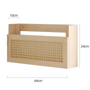 宜然家居热门日式藤编置物架壁挂隔板杂志书刊收纳书房墙面装饰品 壁挂杂志筐原色