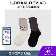 URBAN REVIVO2024秋季新款男士拼接设计感字母袜子UAMA40094 多色 F