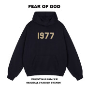 FEAR OF GOD ESSENTIALSESSENTIALS复线1977植绒连帽卫衣男女FOG美式宽松潮牌情侣款帽衫 黑色常规款 3XL-海外采购