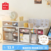 名创优品MINISO透明办公桌面收纳盒子抽屉式储物盒收纳箱两层七格