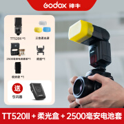 神牛（Godox） TT520II二代摄影通用闪光灯单反相机外置机顶热靴便携离机口袋灯 【TT520II】+三色柔光盒+5号电池套装