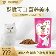 珍致猫咪零食磨牙洁齿成猫幼猫饼干60g鸡牛肉三文鱼喵脆之吻系列 三文鱼吞拿鱼口味60g*1包