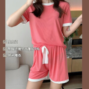 撞色冰淇淋糖果套装女夏季冰丝家居服居家舒适宽松休闲宽松睡衣 皮皮红 均码80-140斤