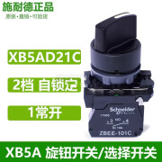 施耐德（Schneider）原装施耐德钥匙选择开关XB5AG21C二档自锁G25C三位G33旋钮53C自复 XB5AD21C 选择开关 2档自锁 1常