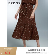 ERDOS 春夏巧克力波点飘带领蛋糕半身裙 巧克力 160/68A/M