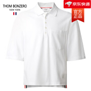 THOM BONZEROTB重磅320g厚款纯棉落肩半袖POLO衫宽松时尚汤姆潮牌七分袖男 白色 0/S (90-105斤)