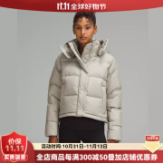 lululemon露露柠檬冬季女士 Wunder Puff 短款夹克保暖时尚600灰鹅绒羽绒服 亚麻色 2码