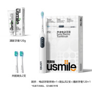 USMILE 笑容加电动牙刷P10洁齿长续航成人声波情侣男女礼盒装 共配刷头2支+清新牙膏120g P10  昆仑白