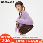 BAGSMART咩咩包毛绒女包单肩腋下包休闲斜挎包可爱少女手提包小众背包 摩卡棕