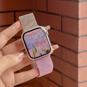 机番【】适用iwatch9表带S8苹果手表S7米兰尼斯Applewatch7金属SE磁吸S6夏6高级5运动4代ultra男女41夏 新色【香槟樱花粉】 41mm（iwatch9代）水凝膜+透明套