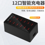 YCYD12口usb充电器5V2A多口插座充电家庭办公学校适用于苹果安卓 黑色 美规（国内推荐