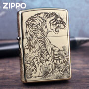 ZIPPO EDGE防风煤油打火机虎嗅蔷薇黄铜雕刻上山虎男士礼品生肖虎送长辈礼物 虎嗅蔷薇 常规机