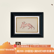 奇瓦丽金钱豹法式复古客厅装饰画中古风常玉挂画小众餐边柜玄关卧室壁画 D-金钱豹-圣约翰黑框+小金 40*60cm-高质肌理画