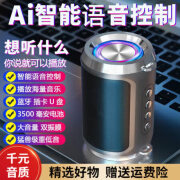 鲁仕柏林柏林之声音效重低音炮AI智能蓝牙音箱双喇叭超大音量家用户外便携手拿音响音 炫酷黑 智能高配版[震撼双喇叭/语音对接