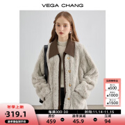 VEGA CHANG皮毛一体短外套女2024年秋冬新款宽松显瘦高级感名媛风毛绒大衣 常规版 S