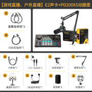 闪克（Sudotack） E2声卡套装直播设备全套手机麦克风抖音主播k歌唱歌录音配音户外收音闪客话筒 E2+PD200XS黑色套装