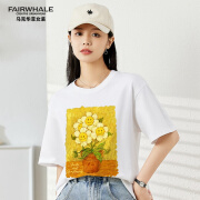 马克华菲（FAIRWHALE）女装夏季新款美式短袖t恤女棉印花情侣同款打底衫百搭上衣女