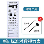 新品视力表国际标准医用5-3米新E成人儿童通用测试眼睛视力防水对数表JD大房同款直售] 双E字+遮眼板+指挥棒