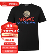 范思哲（VERSACE）男士休闲美杜莎印花图案棉质T恤A859898806奢饰品潮牌 黑色 欧码L