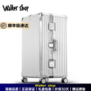 Walker Shop行李箱女大容量新款大拉杆箱男密码箱耐用箱子旅行箱男 白色-升级铝框款 24寸