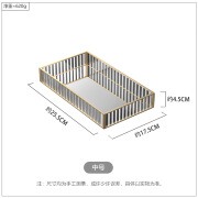 述巢长虹条纹玻璃收纳盘梳妆台化妆品收纳盒桌面整理边框镜面托盘 中号 默认