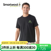 SMARTWOOL男女户外运动短袖美利奴图案T恤羊毛印花短袖吸湿排汗 黑色2365-001 M