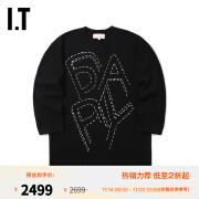 BAPY IT  女装圆领针织衫青春活力饰logo线绣落肩宽松毛衣KN4158XG BKX/黑色 XXS