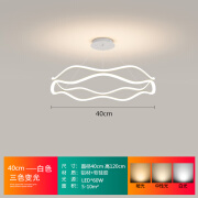 松下灯意大利客厅吊灯现代简约卧室轻奢圆环形波浪吊灯北欧创意餐厅灯具 白色40CM三色光(壁控)