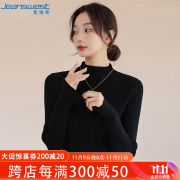 真维斯（JEANSWEST）针织衫女2024春秋设计感修身高领打底针织衫内搭女黑色均码