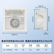 金羚厨房凉霸集成吊顶冷风机30x300嵌入式冷霸家用静音吸顶电风扇 金羚FG-15M3(S)凉霸