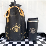 星巴克（Starbucks）杯子咖啡杯不锈钢随行水杯大口杯大容量户外车载杯保温杯 黑色女神 500ml