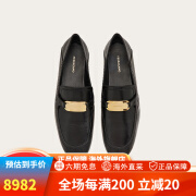 菲拉格慕FERRAGAMO女士金色扣饰乐福鞋 黑色 45[35]