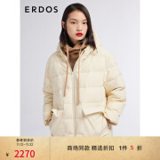 ERDOS 秋冬自然质感空气变形纱女80%白鹅绒短款羽绒服 奶昔白 160/84A/M