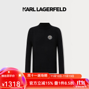 Karl Lagerfeld卡尔拉格斐轻奢老佛爷男装 冬款头像羊毛绒LOGO打底套头针织衫 黑色 L