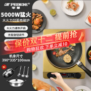 半球5000W凹面电磁炉家用大功率智能多功能爆炒菜火锅煲汤定时一体节能省电新款正品商用猛火电池炉灶 5000W套餐三（汤锅+精铁锅）