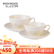 WEDGWOOD英国威基伍德欢愉假日陶瓷茶杯碟茶具杯碟欧式小奢华咖啡杯碟 欢愉假日象牙白2杯2碟  200ml