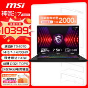 微星（MSI）【黑悟空推荐】神影17 2024 14代酷睿i7-14700HX 17英寸游戏本笔记本电脑 RTX4070 16GB 1T 2.5K屏