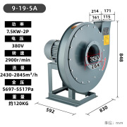 9-19高压离心风机工业强加引风机3KW4KW鼓风机物料吹抽风机9-26 9-19-5A7.5KW-2P380V