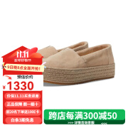 TOMS女士麻底休闲鞋 Valencia 增高耐磨舒适一脚蹬低帮鞋 Oatmeal Suede 35.5