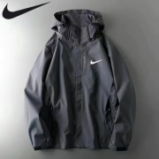 耐克（NIKE）秋季休闲2024新款男士双面立领百搭刺绣修身外套潮流时尚夹克爆款全新尾货 浅灰三合一 XL建议(110-125)斤