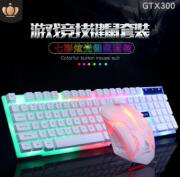 LIMEIDE力镁GTX300键鼠套装新款白色七彩发光USB键盘鼠标游戏背光 GTX300套装白色发光