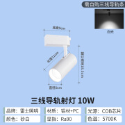 雷士（NVC）照明服装店商用背景轨道灯客厅明装家用无主灯导轨射灯 白壳 10W 白光