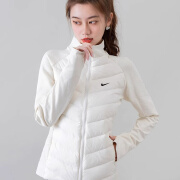 耐克（NIKE）运动羽绒服女轻薄白鹅绒针织拼接保暖修身显瘦跑步瑜伽服剪标尾货 白色SC5853 S