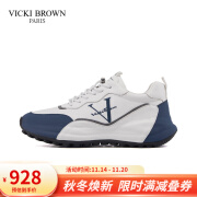 VICKI BROWN【VB男鞋】法国未毕时尚老爹鞋舒适百搭皮鞋潮流户外休闲鞋男厚底 白蓝 42 （欧码）