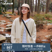 LAFUMA乐飞叶户外抓绒衣女 2024秋冬圆领奥利绒保暖开衫外套 LFJA4CR62 杏仁白PW 165/84A（38）